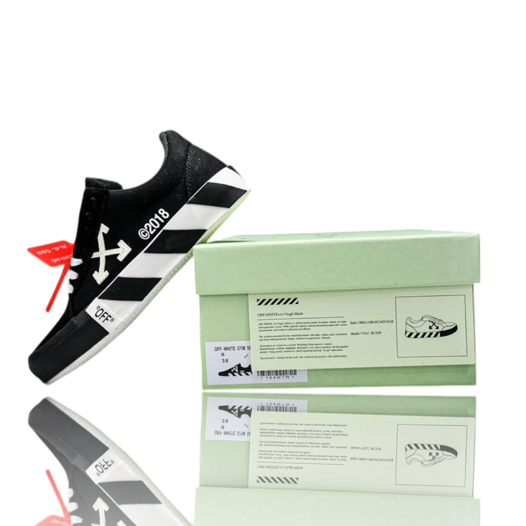 Off-White Vulc Low 'Black' (‘C 2018) Old Stripes