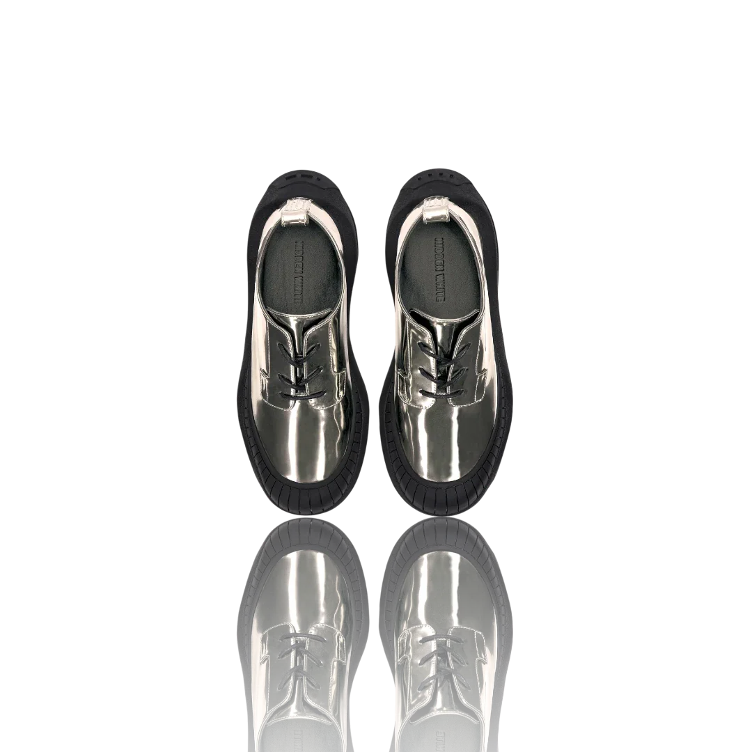 Gunmetal Patent-Leather Oxford Shoes