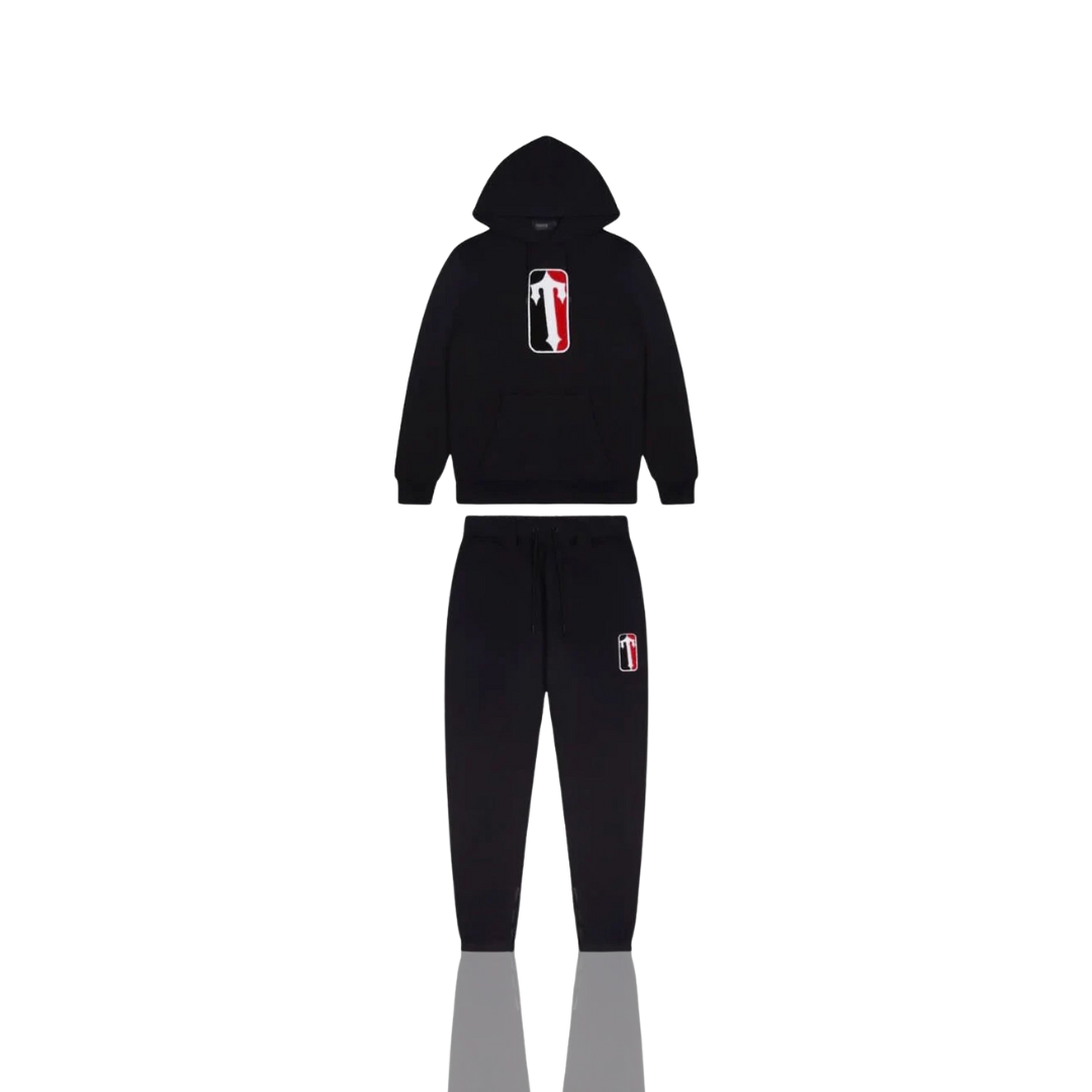 Trapstar Black & Red Chenille T Badge NBA Hooded Tracksuit