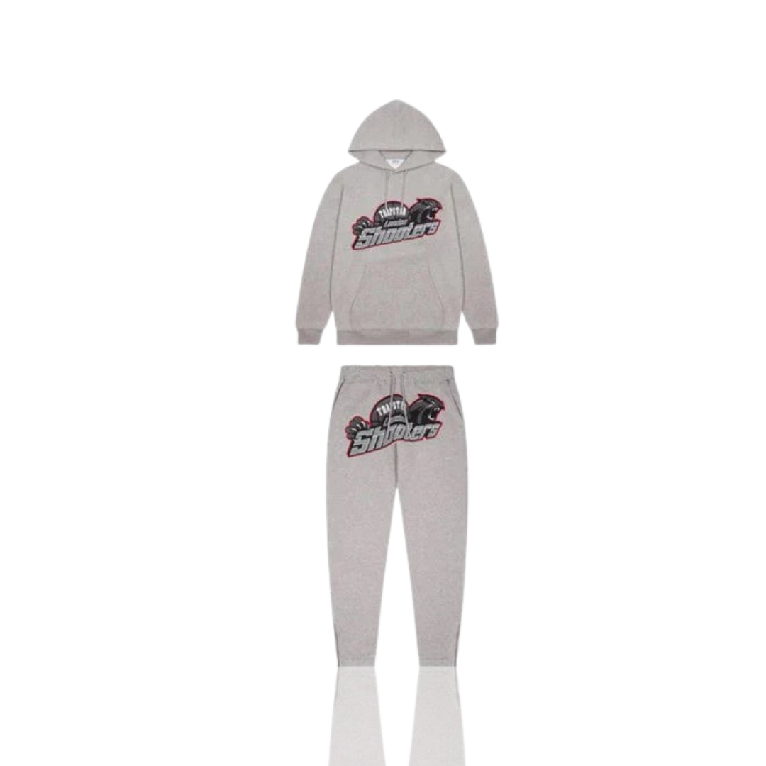 Trapstar Grey & Red London Shooters Tracksuit