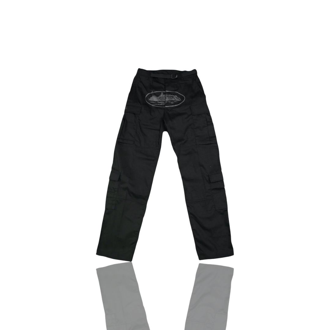 Corteiz TRIPLE BLACK RTW ALCATRAZ GUERILLAZ CARGO TROUSER
