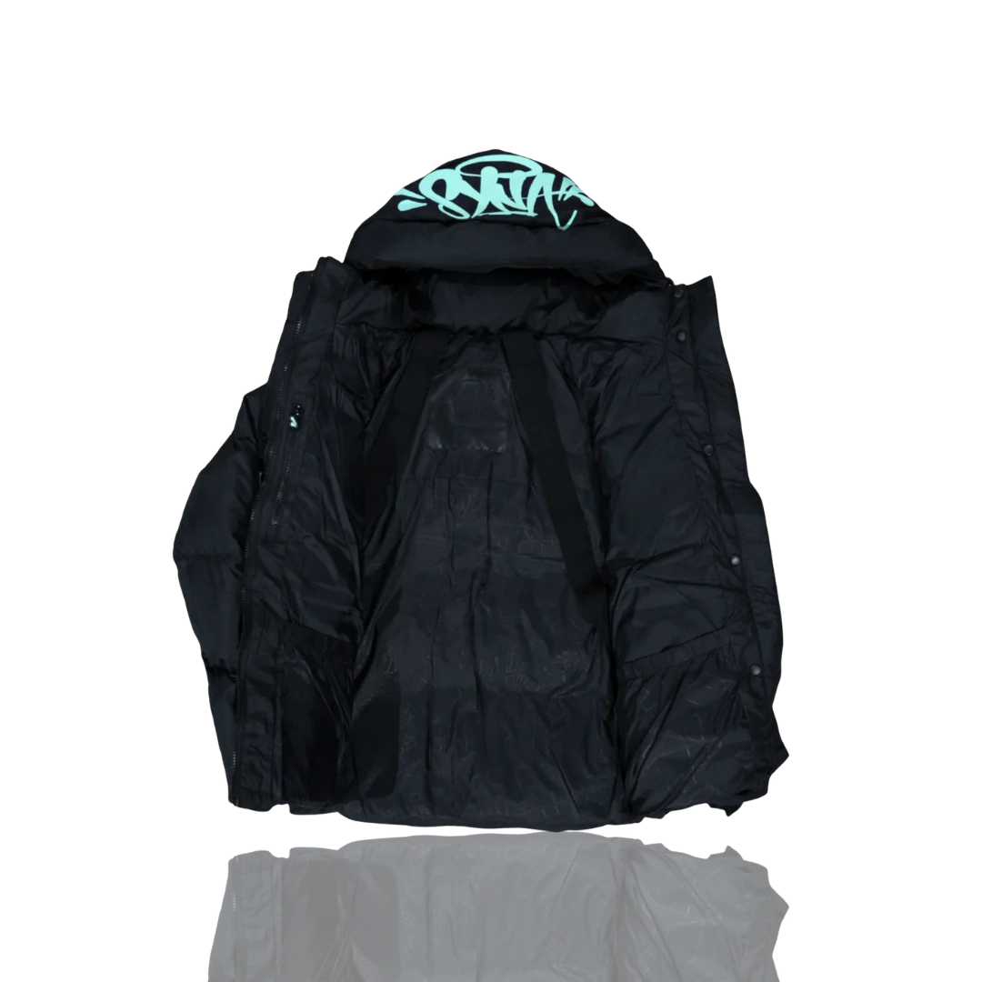 Black & Teal Syna Down Puffer Jacket