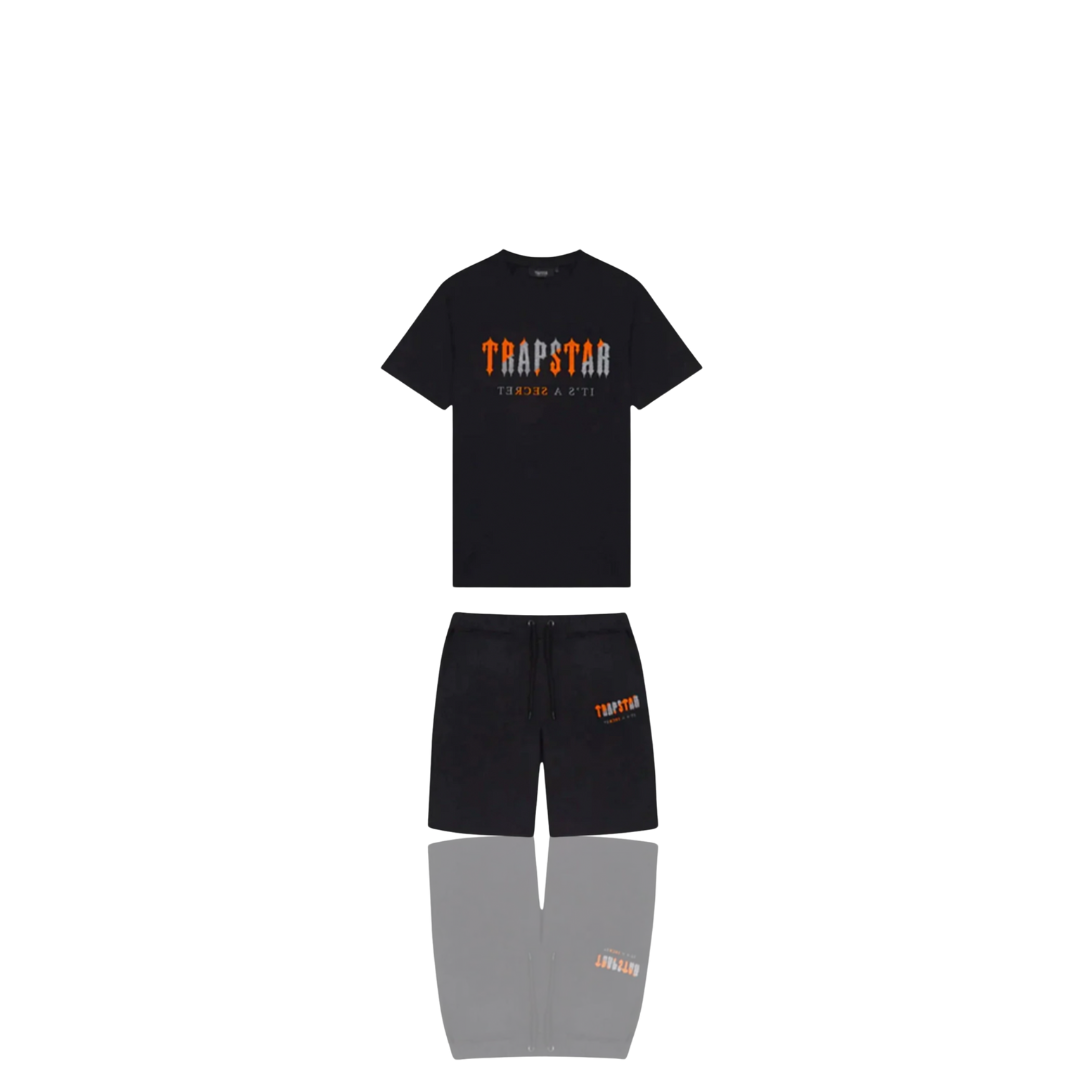 Trapstar Black & Orange Chenille Decoded Short Set