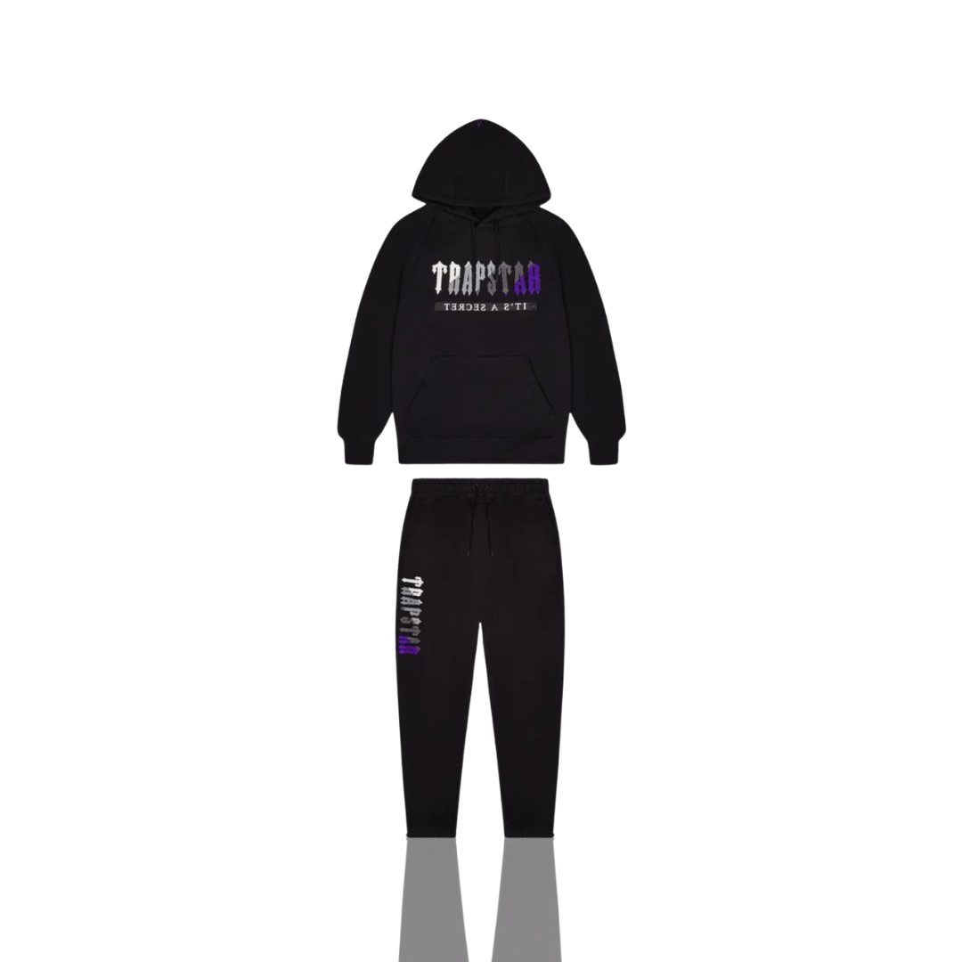 Trapstar Black & Purple Chenille Decoded 2.0 Hooded Tracksuit