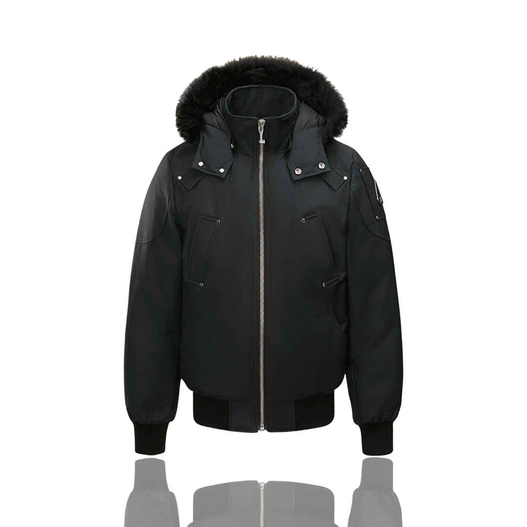 Moose Knuckles Black Ballistic Bomber Jacket