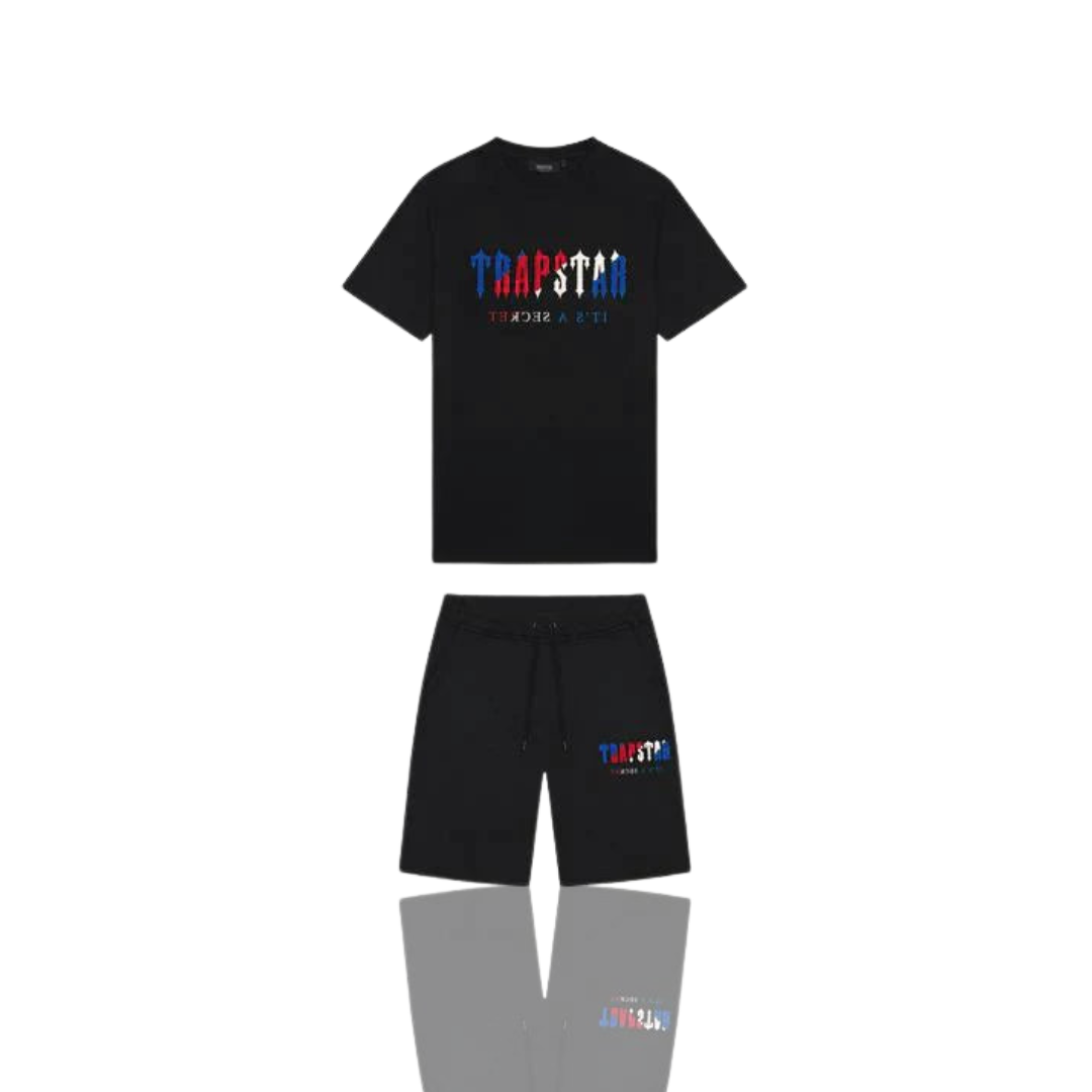 Trapstar Black Revolution Chenille Decoded Short Set