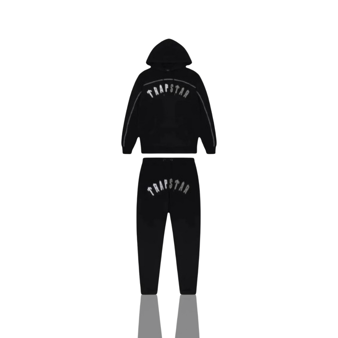 Trapstar Black Monochrome Edition Irongate Arch Chenille Hooded Tracksuit