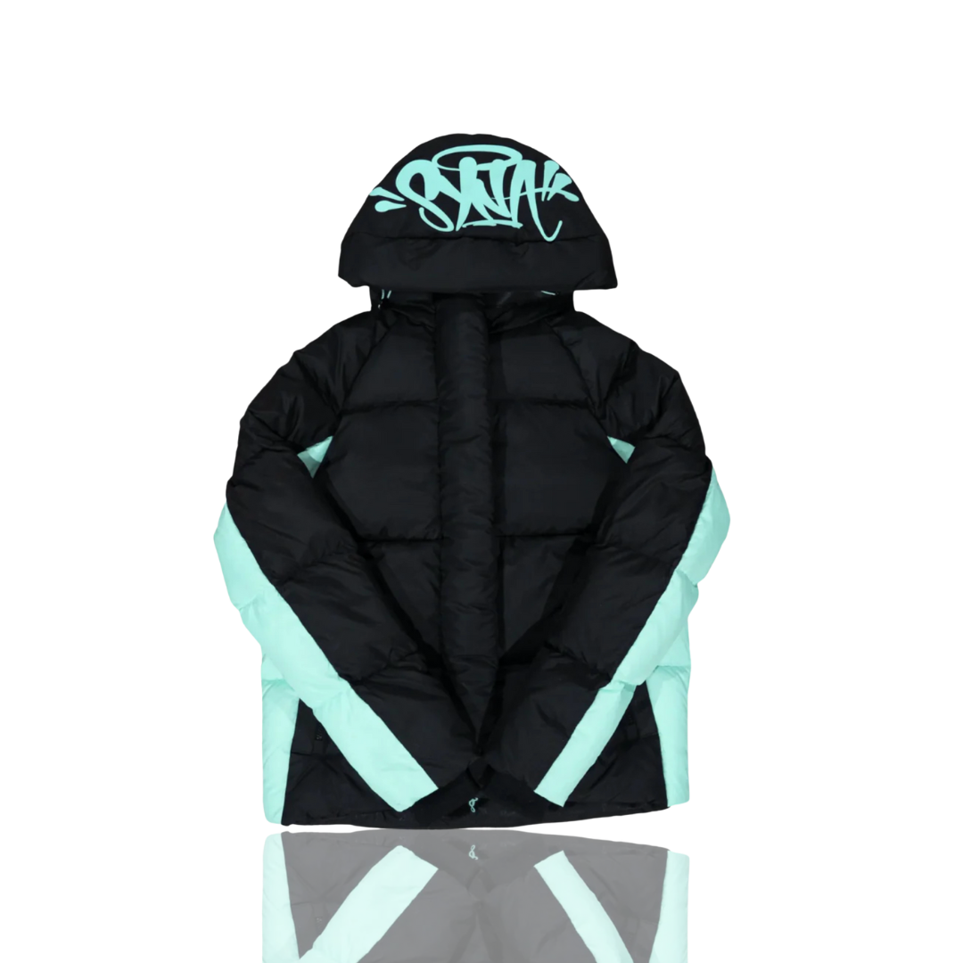 Black & Teal Syna Down Puffer Jacket