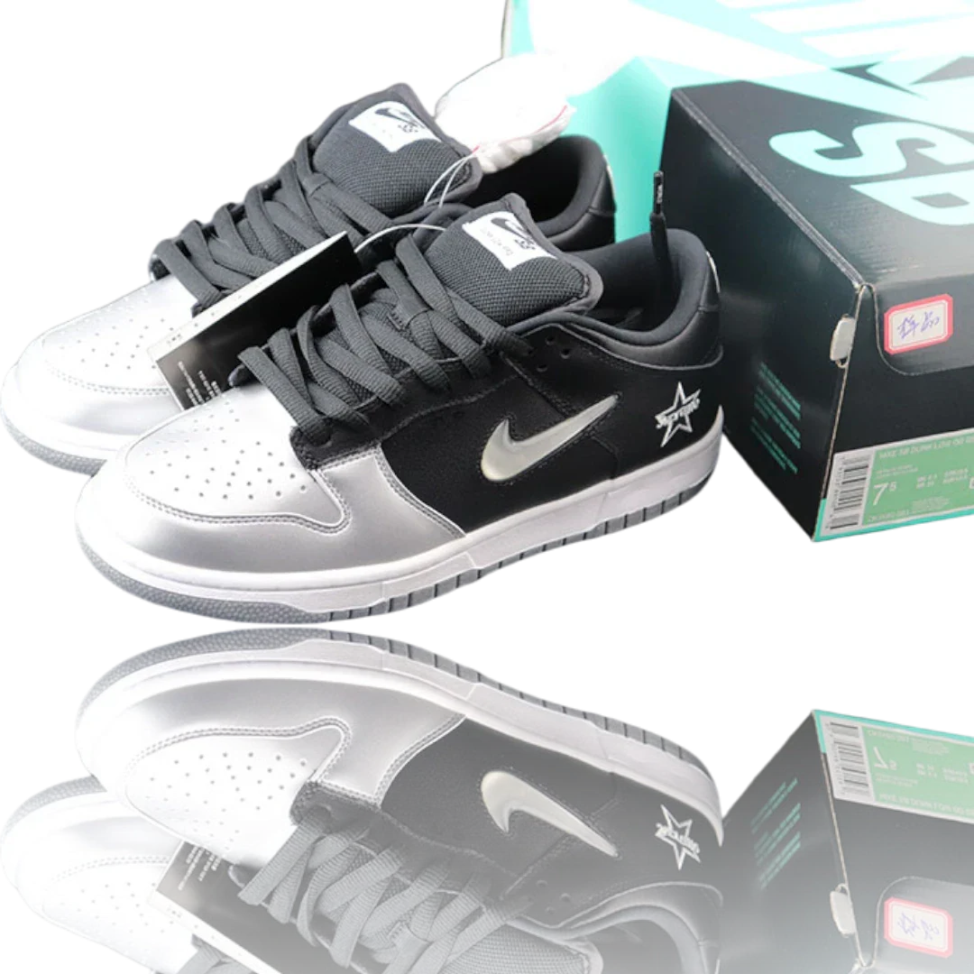 Supreme x SB Dnk Low 'Jewel Swoosh Silver'
