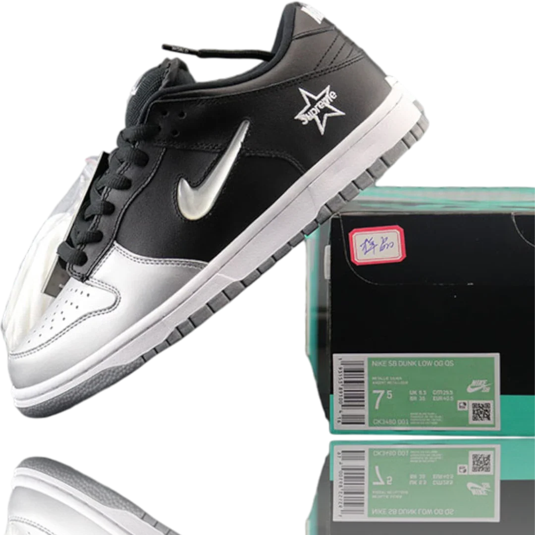 Supreme x SB Dnk Low 'Jewel Swoosh Silver'